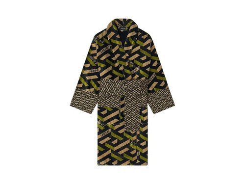 Green Versace Robe Versace La Greca Embroidered Bathrobe 'Green/Gold/Black' | Solesense