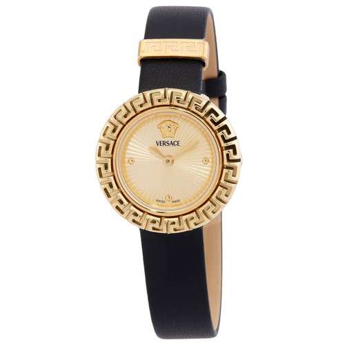 Versace La Greca Quartz Gold Dial Ladies Watch VE8C00224 - Black/Gold Tone - VE8C002-4 DIA_ETER