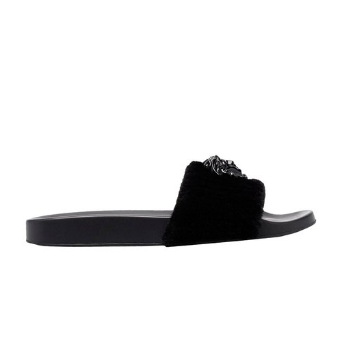 Versace La Medusa Faux Fur Slide - 1001234 1A00874 1B090