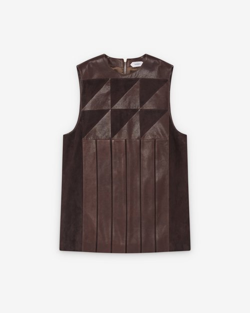 Versace Leather Patchwork Mini Dress - Brown
