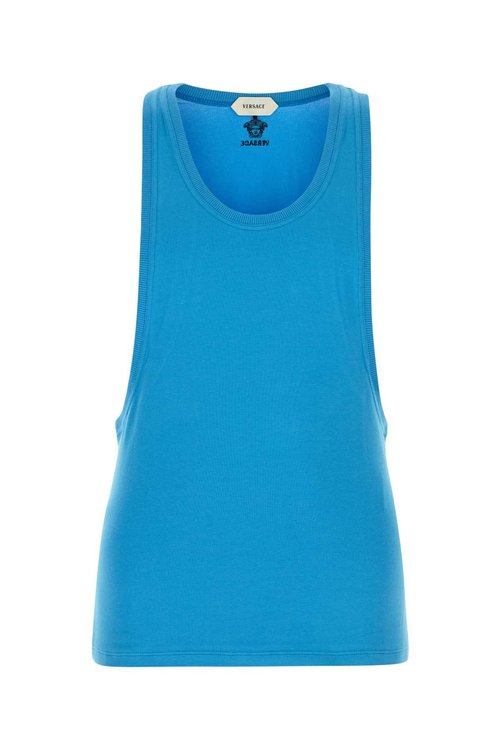 Versace Light Blue Stretch Cotton Tank Top - 1024725-A17888_1VG80