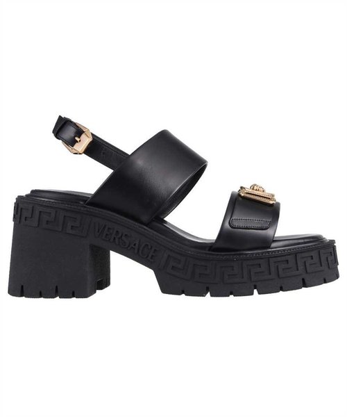 Versace Logo Detail Leather Sandals - 1004754-DVT2P_1B00V