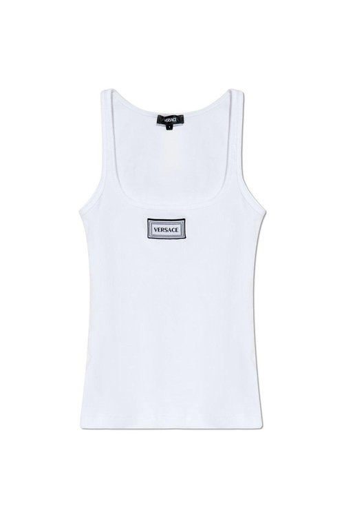 Versace Logo-patch Ribbed Tank Top - 1A12908 1018095 1W010