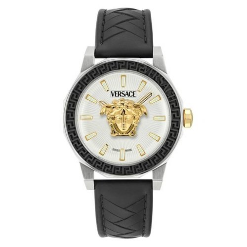 Versace Medusa Deco Quartz Silver Dial Watch VE9I00124 - Black/Gold Tone/Silver Tone - VE9I001-4 DIA_ETER