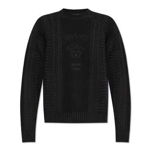 Versace Medusa Milano Cable-Knit Sweater - Black - 1015634-1A11003-BLACK