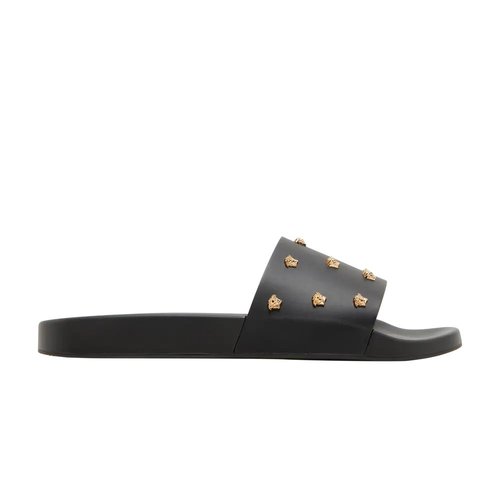 Versace Medusa Stud Leather Slide | Size 45 - DSU6210-DB2G K_O41