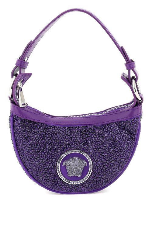 Versace Mini Hobo Bag With Crystals - Purple - 1009819-A06487_1LD2P