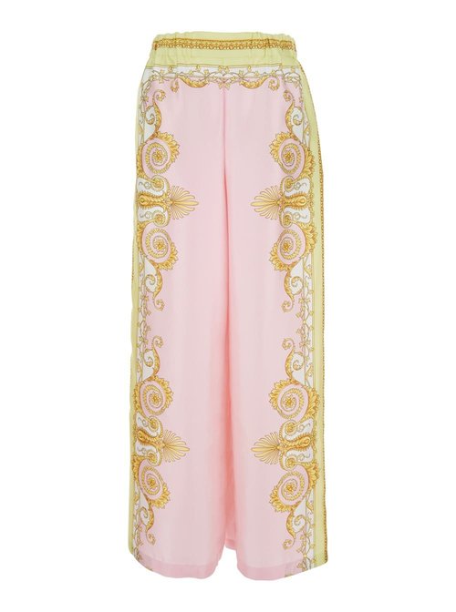 Versace Multicolor Trousers With Elastic Waist And All-over Geometric Print In Silk - 1020972-A1715_5Y590