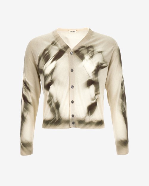Versace Printed Silk Knit Cardigan - Grey - 1024326-1A17865-5E76