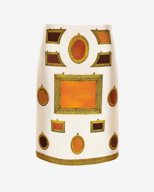 Versace Printed Silk Twill Pencil Skirt - Ivory - 1024690-1A17951-5K92