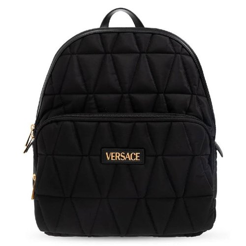 Versace Quilted Nylon Backpack - Black/Gold Tone - 1018355-1A13686-BLACK-VERSACE GOLD 12.2''