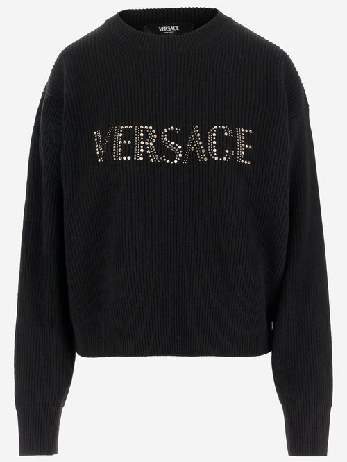Versace Ribbed Wool Sweater With Studs - 1018589-A1620_1B000