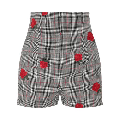 Versace Rose Embroidered Check Print Shorts - A87161 A235778 A4335