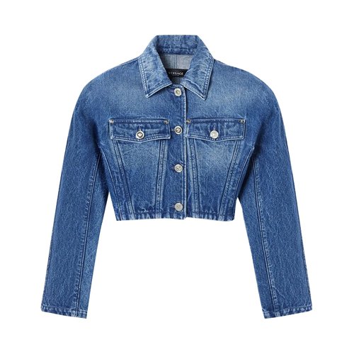 Versace Rounded Crop Denim Jacket | Size 40 - 1012543 1A07079 1D030