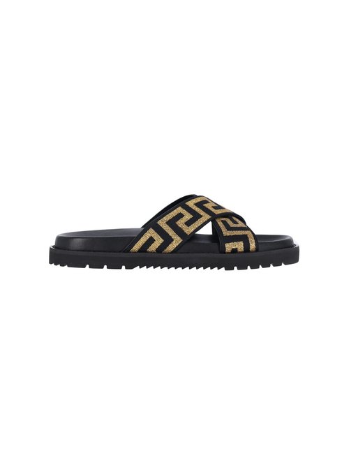 Versace Sandals Black Lamb Leather - 1016188 1A14635 2B130
