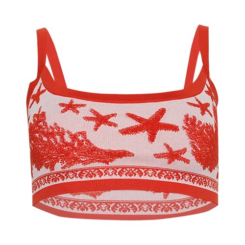 Versace Sea Knit Crop Top | Multi-Color | Size 38 - 1015767 1A11060 1PT20