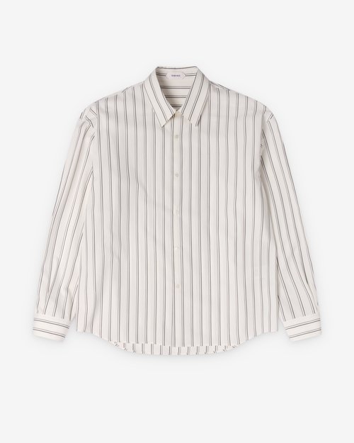 Versace Striped Cotton-Poplin Loose Shirt - Off White