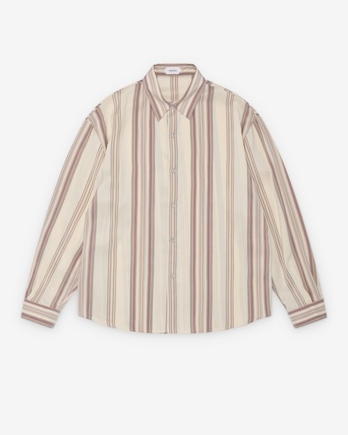 Versace Striped Silk Loose Shirt - White/Pink