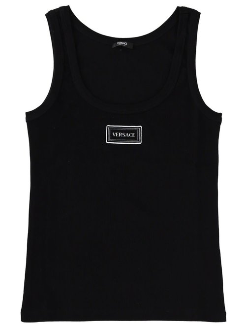 Versace Ribbed Stretch Cotton Tank Top - Black - 1023210-1A1722_1B000