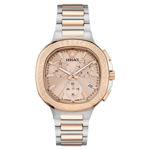 Versace V-Chrono Square Chronograph Quartz Rose Gold Dial Watch VEVCA0524 - Gold Tone/Pink/Rose Gold Tone/Silver Tone/Two Tone - VEVCA05-4 DIA_ETER
