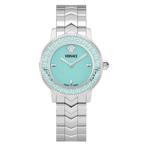 Versace V-Icon Quartz Turquoise Dial Ladies Watch VEUCA0324 - Green/Silver Tone - VEUCA03-4 DIA_ETER