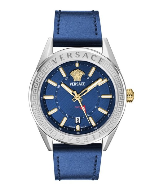 Versace VCode GMT Leather VEAFA0124 Watch - Stainless Steel