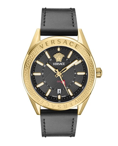 Versace VCode GMT Leather VEAFA0224 Watch - Stainless Steel
