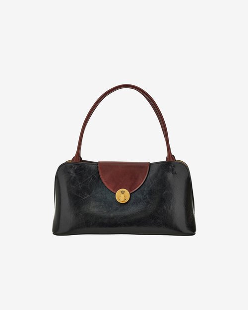 Versace Vivian Leather East/West Shoulder Bag - Black/Brown - 1023456-1A17428-2B0A