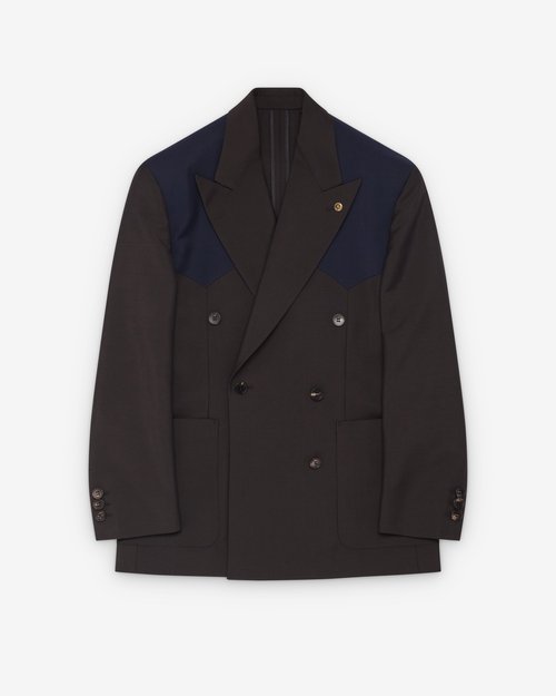 Versace Wool-Mohair Blazer - Blue/Brown