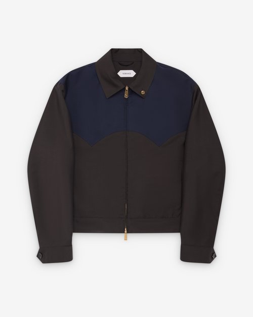 Versace Wool-Mohair Zip Blouson - Blue/Brown