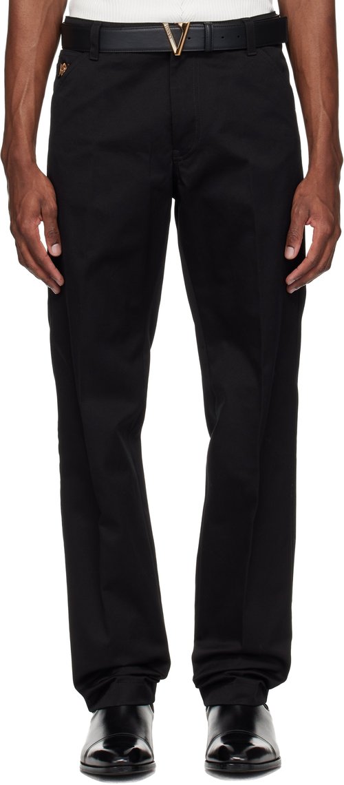 Versacelack Cotton-Gabardine Chino Trousers - B-Black - 1018322-1A165_31000