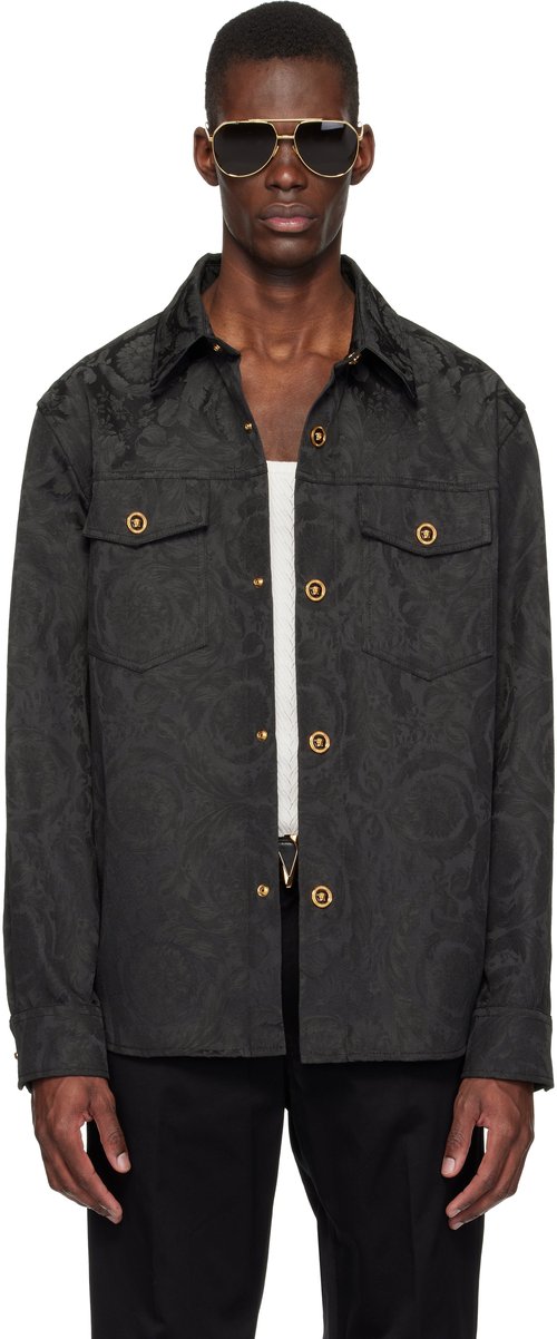 Versacelack Jacquard Cotton Overshirt - B-Black - 1017413-1A168_11000