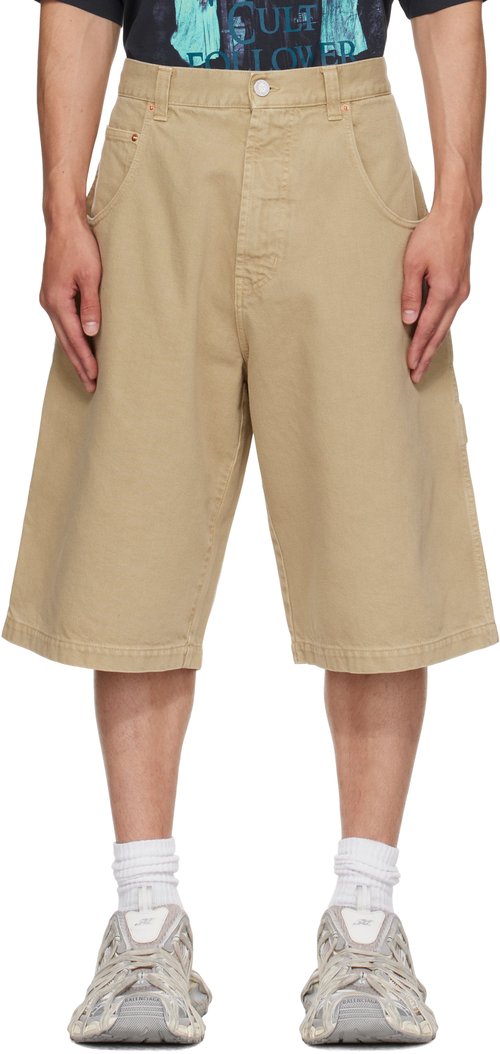 VETEMENTS Beige Hip-Hop Denim Shorts - Camel - UH76PA125BE