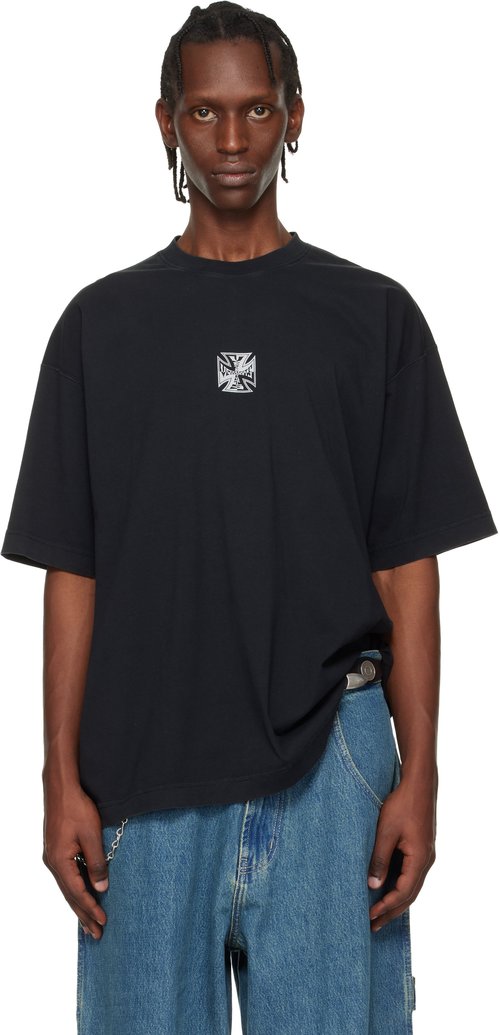 VETEMENTS Biker Cross Logo T-Shirt - Black - ME76TR162B