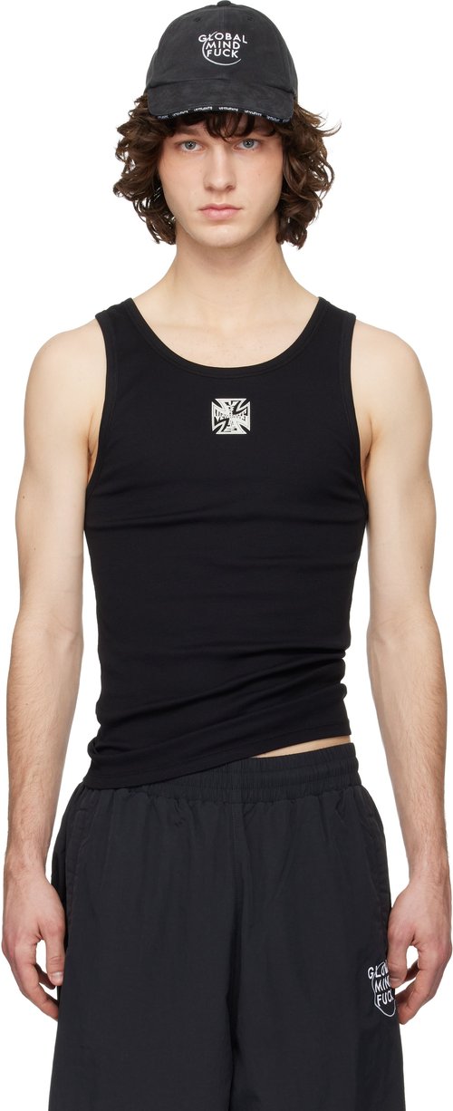 VETEMENTS Biker Cross Logo Tank Top - Black - ME76TT159B
