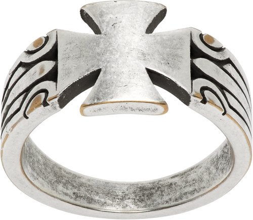 VETEMENTS Biker Cross Pattern Ring - Silver - UE76RI319S