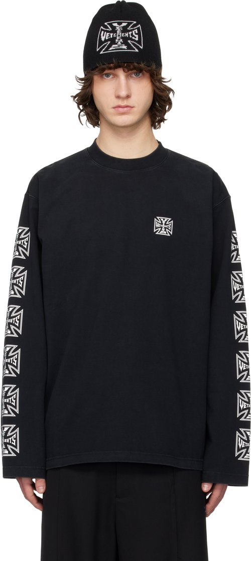 VETEMENTS Biker Cross Sleeve Sweatshirt - Black - ME76LS172B
