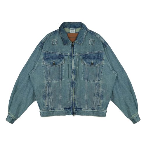 VETEMENTS Biker Cross Zip Denim Jacket - ME76DJ063N1VINT