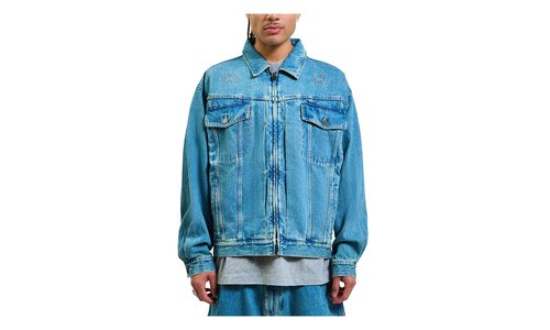 VETEMENTS Biker Crosses Zip Denim Jacket VTM-MOTW-0001 - VTM-MOTW-0001