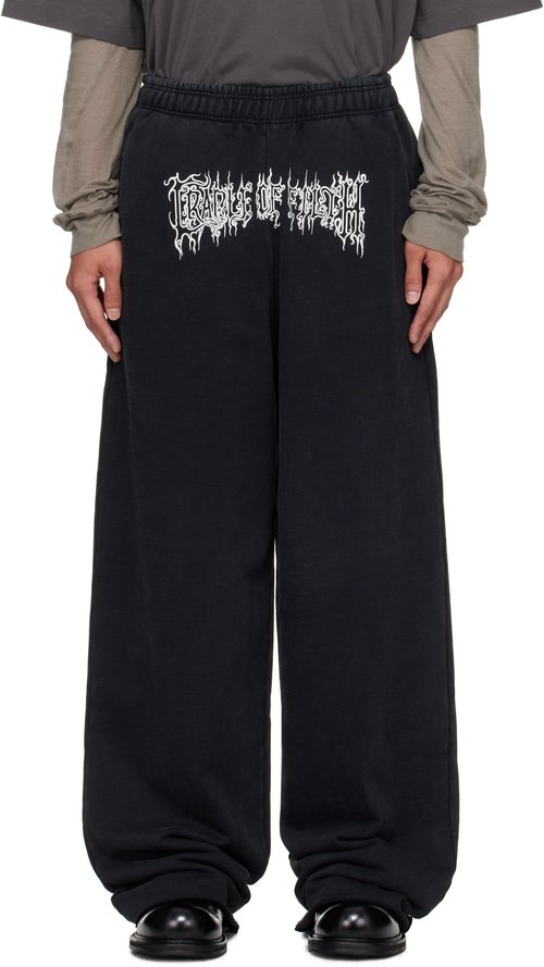 VETEMENTS Black Cradle of Filth Logo Baggy Sweatpants - Washed Black - UCF76SP100B