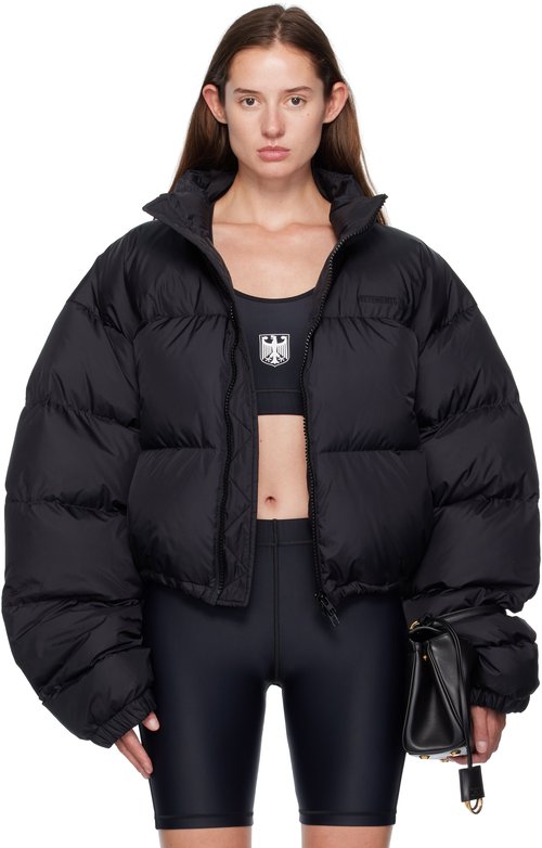 VETEMENTS Black Double Logo Boxy Down Jacket - Blackout - UH76PU220BB