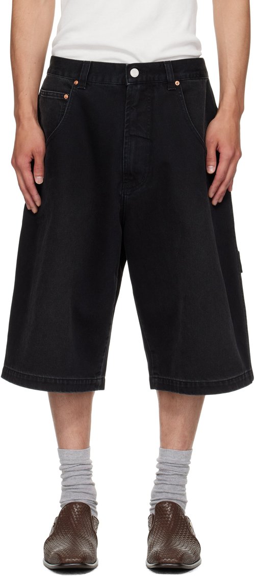 VETEMENTS Black Hip-Hop Denim Shorts - Vintage Black - UH76DP125B2