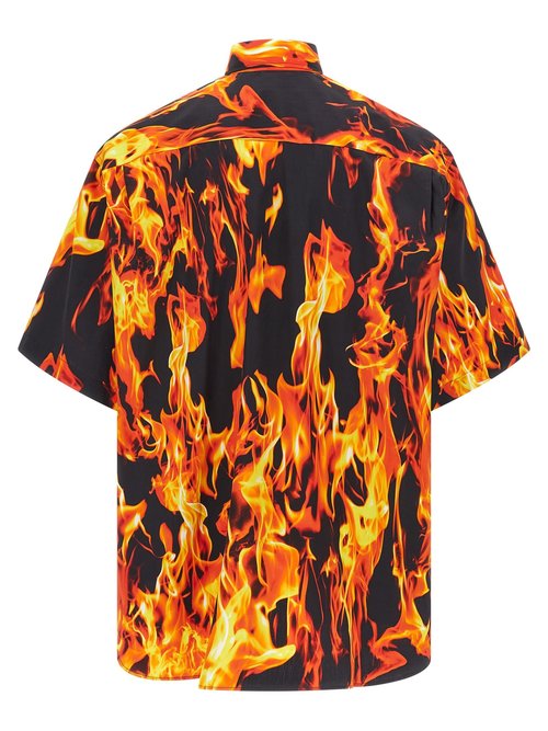 VETEMENTS black & Orange Fire Shirt - UA66SH430XFIREPRINT