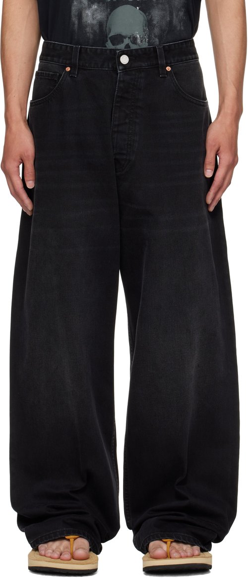 VETEMENTS Black Painted Anarchy Reworked Jeans - Vintage Black - UH76DP110B2