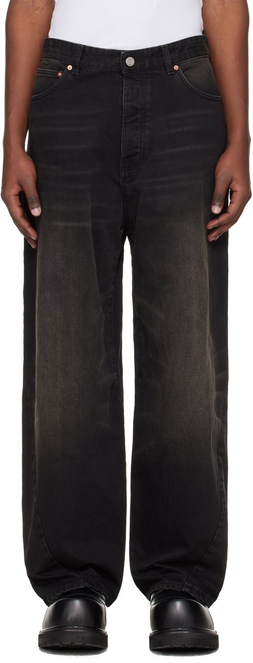 VETEMENTS Black Spiral Jeans - Night Black - ME76DP078B2
