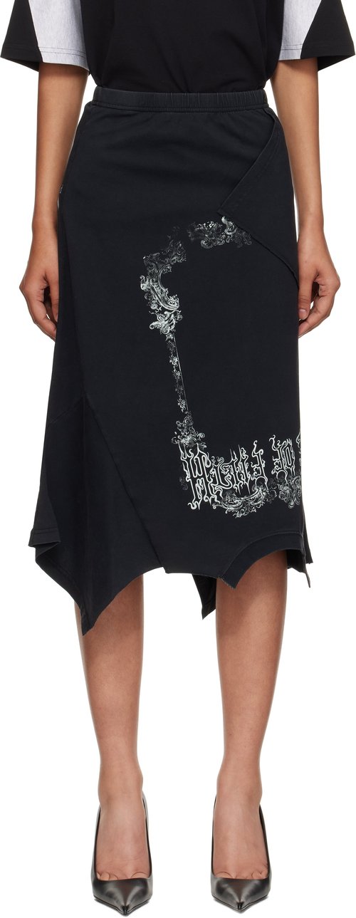 VETEMENTS Black Upside-Down T-Skirt Midi Skirt - Magnet - WCF76SK690M