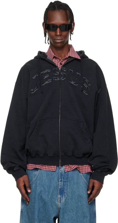 VETEMENTS ZipUp Hoodie - Washed/Out Black - ME76ZU190BB