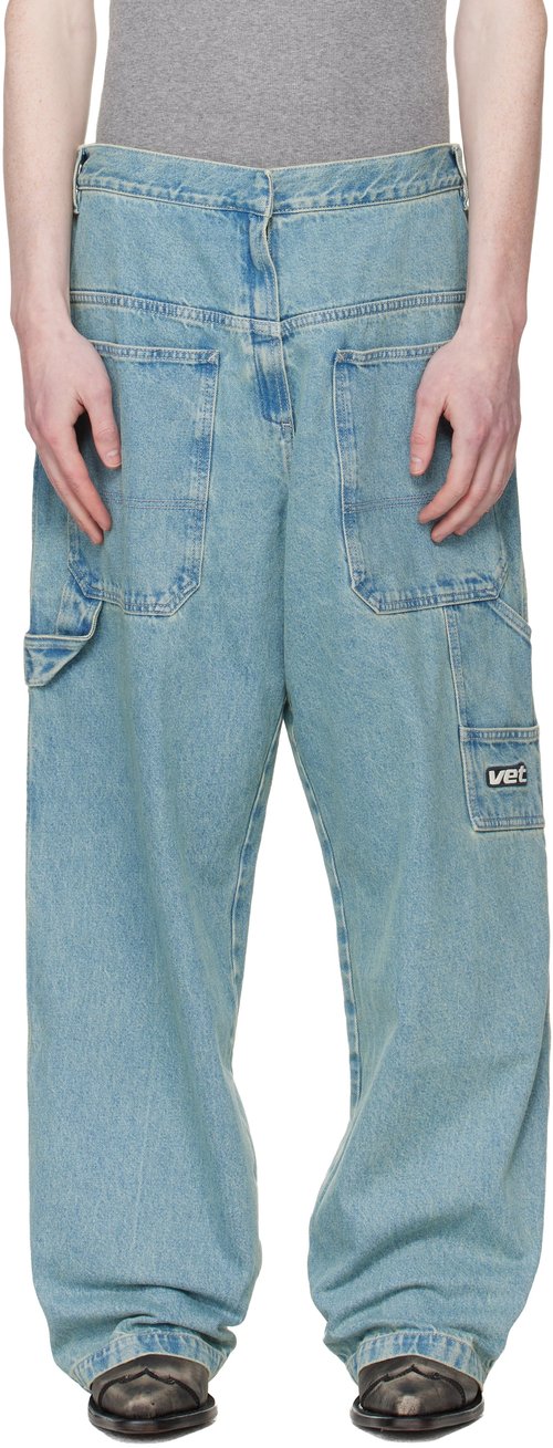 VETEMENTS Blue Back-To-Front Hip-Hop Jeans - Vintage Mid Blue - ME76DP086N1