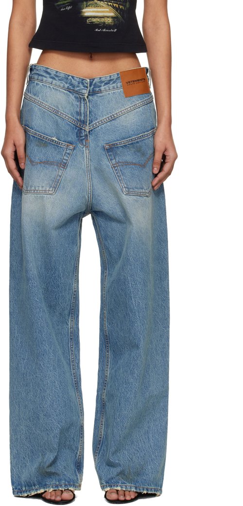 VETEMENTS Blue Back-To-Front Jeans - Distressed Lightblue - ME76DP082LD