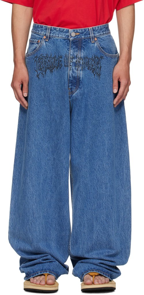 VETEMENTS Blue Cradle of Filth Baggy Jeans - Light Blue - UH76DP150LB2
